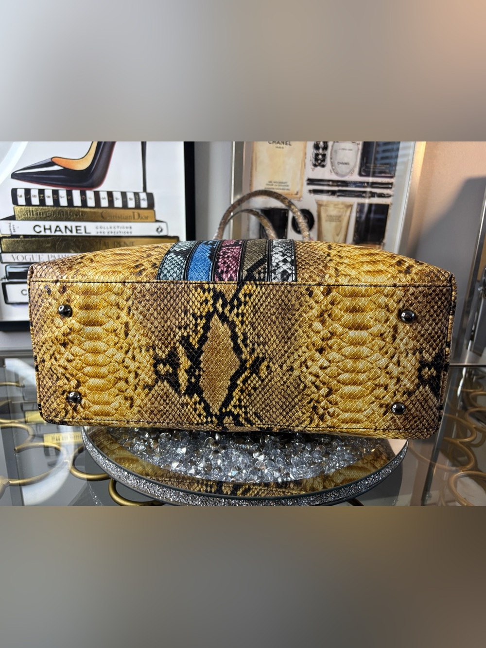 Badgley Mischka snakeskin Studio large tote NWT - Picture 11 of 13